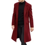 Men's Wool Single Breasted Red Trench Coat Men's Wool Single Breasted Red Trench Coat