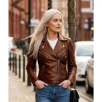 Ninfa Womens Brown Real Leather Jacket