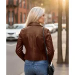 Ninfa Womens Brown Real Leather Jacket For Sale
