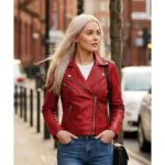 Ninfa Womens Red Real Leather Jacket