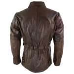 Quarter Length Long Brown Leather Jacket Back Quarter Length Long Brown Leather Jacket Back