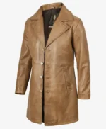 Real 3 4 Length Camel Brown Leather Coat