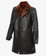 Real Leather 34 Length Dark Brown Faux Shearling Coat Real Leather 34 Length Dark Brown Faux Shearling Coat