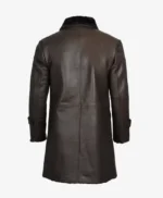 Real Leather Dark Brown Faux Shearling Coat For Men And Women
