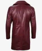 Real Leather Length Maroon Coat For Men And Women