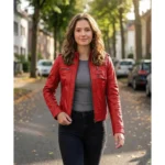 Red Cafe Racer Real Leather Jacket