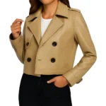 Short Trench Coat Stye Beige Jacket