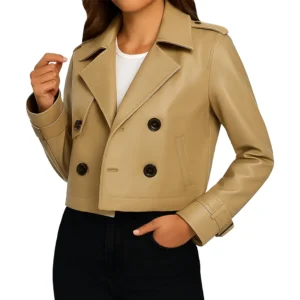 Short Trench Coat Stye Beige Jacket