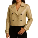 Short Trench Coat Stye Beige Jacket other side