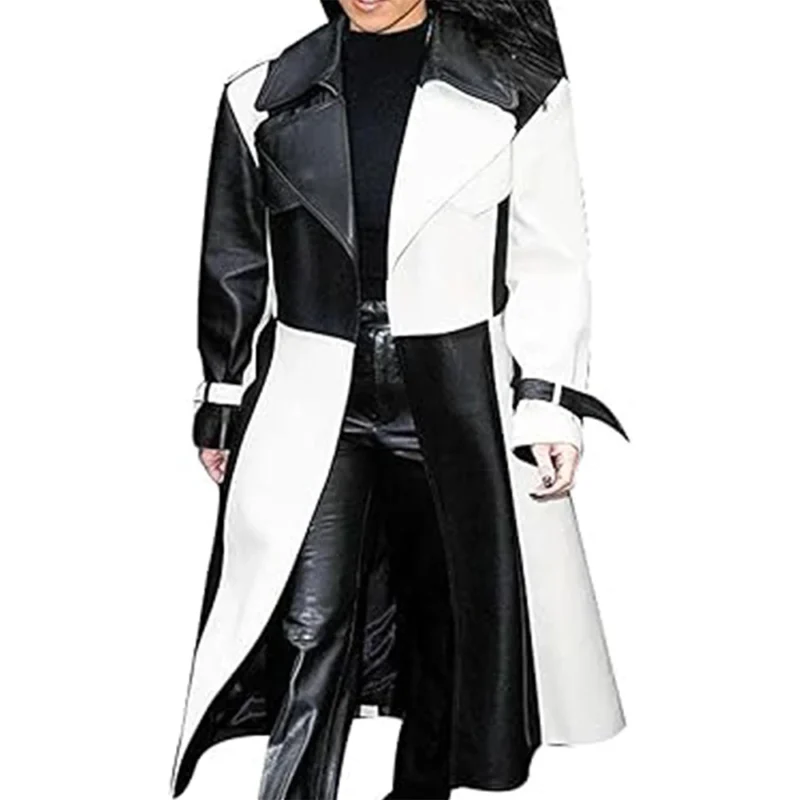 Two Tone Leather Trench Coat