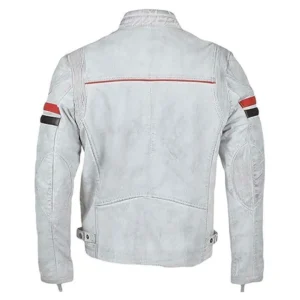 VN1 White Leather Jacket Back