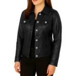 Women Black Trucker Jacket Women Black Trucker Jacket