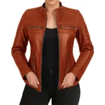 Women CR Cognac Burgundy Jacket Women CR Cognac Burgundy Jacket