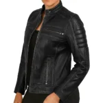 Women Cafe Racer Black Jacket Women Cafe Racer Black Jacket