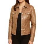 Women Camel Trucker Jacket Women Camel Trucker Jacket