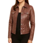 Women Light Brown Trucker Jacket Women Light Brown Trucker Jacket