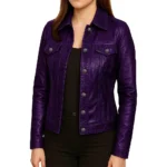 Women Purple Trucker Jacket Women Purple Trucker Jacket