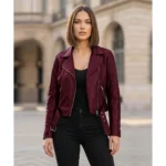 Women's Biker Maroon Leather jacket Women's Biker Maroon Leather jacket