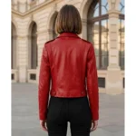 Women's Biker Red Leather jacket For Sale Women's Biker Red Leather jacket For Sale