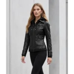 Womens Black Bomber Leather Jacket