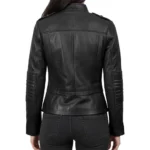 Women's Black Real Lambskin Leather Biker Jacket Back