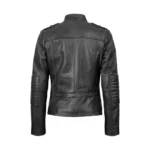 Women's Black Real Lambskin Leather Biker Jacket For Sale