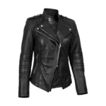 Women's Black Real Lambskin Leather Biker Jacket Full