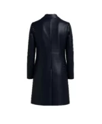 Women's Blue Nora Button Down Trench Leather Coat For Sale