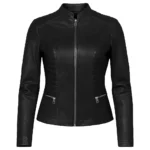 Women's Cafe Black Racer Leather Jacket Women's Cafe Black Racer Leather Jacket