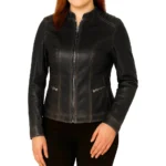 Women's Cafe Distressed Brown Racer Leather Jacket Women's Cafe Distressed Brown Racer Leather Jacket