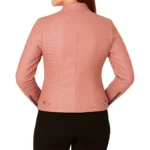 Women's Cafe Pink Racer Leather Jacket For Sale Women's Cafe Pink Racer Leather Jacket For Sale