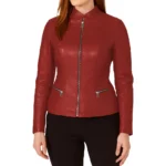 Women's Cafe Red Racer Leather Jacket Women's Cafe Red Racer Leather Jacket
