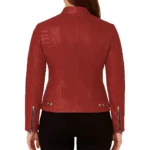 Women's Cafe Red Racer Leather Jacket For Sale Women's Cafe Red Racer Leather Jacket For Sale
