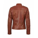 Women's Dark Brown Real Lambskin Leather Biker Jacket For Sale