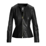 Womens Drowned Lambskin Genuine Leather Black Jacket For Sale