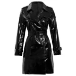 Women's Faux Leather Double-Breasted Trench Coat Women's Faux Leather Double-Breasted Trench Coat