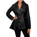 Women's Peplum Black Real Lambskin Leather Jacket