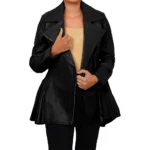 Women's Peplum Black Real Lambskin Leather Jacket Front Women's Peplum Black Real Lambskin Leather Jacket Front