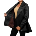 Women's Peplum Black Real Lambskin Leather Jacket Inner Women's Peplum Black Real Lambskin Leather Jacket Inner