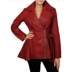 Women's Peplum Red Real Lambskin Leather Jacket Women's Peplum Red Real Lambskin Leather Jacket