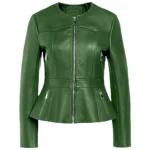 Women's Real Lambskin Biker Green Leather Jacket Women's Real Lambskin Biker Green Leather Jacket