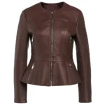 Women's Real Lambskin Brown Biker Leather Jacket Women's Real Lambskin Brown Biker Leather Jacket