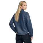 Zenith Blue Leather Shirt Jacket For Sale Zenith Blue Leather Shirt Jacket For Sale
