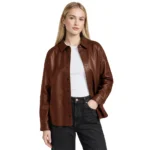 Zenith Brown Leather Shirt Jacket Zenith Brown Leather Shirt Jacket