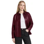Zenith Maroon Leather Shirt Jacket Zenith Maroon Leather Shirt Jacket
