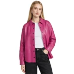 Zenith Pink Leather Shirt Jacket Zenith Pink Leather Shirt Jacket