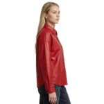Zenith Red Leather Shirt Jacket For Sale Zenith Red Leather Shirt Jacket For Sale
