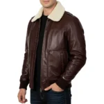 A2 Aviator Brown Leather Jacket With Shearling Fur Collar