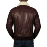 A2 Aviator Brown Leather Jacket With Shearling Fur Collar For Men