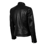 Acerra Womens Black Cafe Racer Leather Jacket For Sale